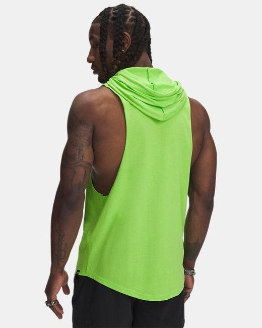 Under Armour Green Project Rock Wire Sleeveless Hoodie Cyber for men
