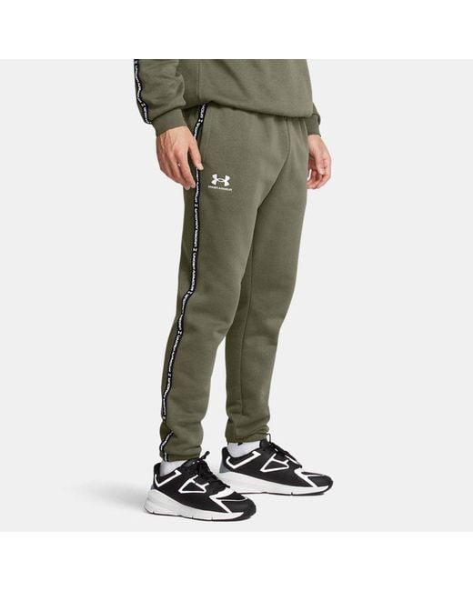 Under Armour Green Icon Fleece Taping Joggers Marine Od for men