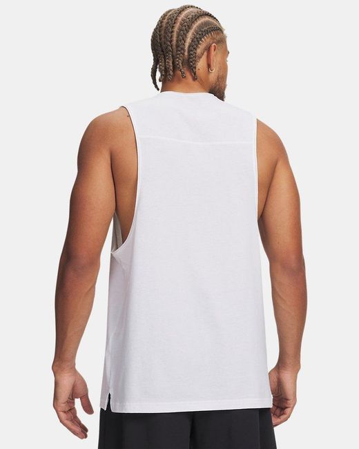 Under Armour White Hoops Training Tank for men
