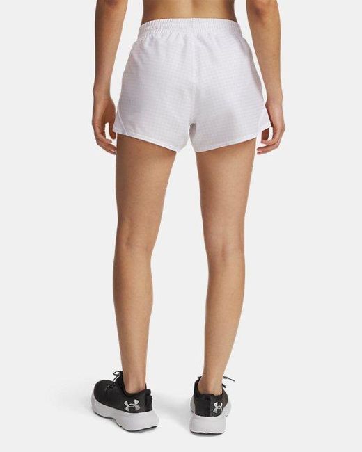 Under Armour Damesshorts Fly-By 8 Cm Wit Reflecterend in het Blue
