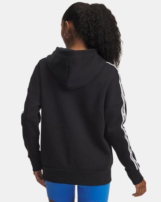 Sudadera Con Capucha Icon Fleece Taped Para Mujer Blanco Under Armour de color Black