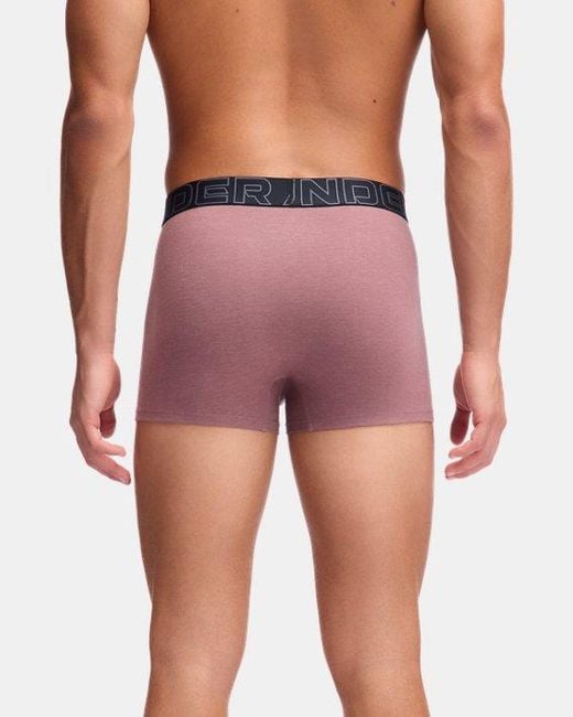 Boxer 8 Cm Boxerjock Performance Cotton Pour Homme (Lot De 3) Mist Full Heather Washed Bleu Marine Castlerock Under Armour pour homme en coloris Pink