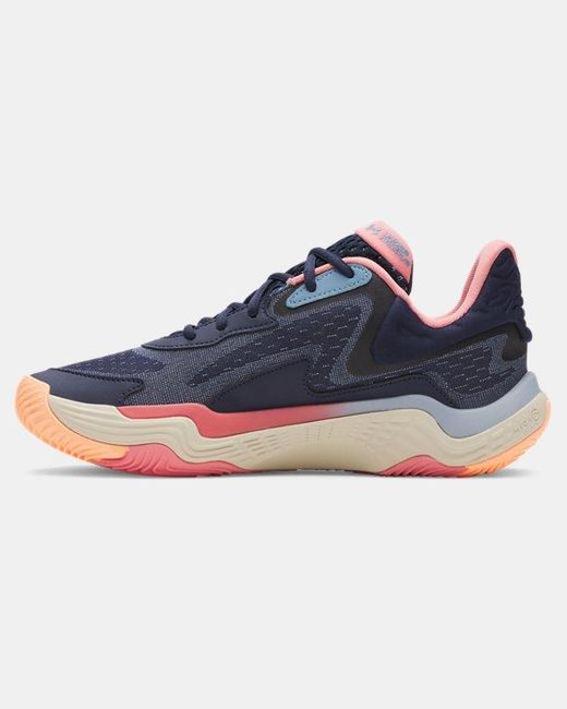 Under Armour Blue Spawn 7 Basketball Shoes Calm Sun Kiss Washed
