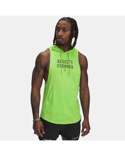 Under Armour Green Project Rock Wire Sleeveless Hoodie Cyber for men
