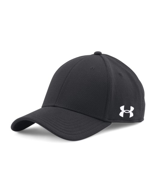 Under Armour Men's Blitzing Cap Stretch Fit, (001) Black / / White,  Small/Medium at  Men's Clothing store
