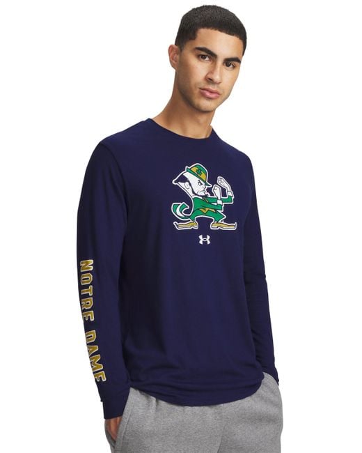 Under Armour Blue Ua Performance Cotton Collegiate Long Sleeve T-shirt for men
