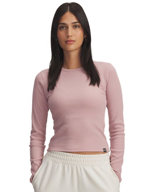 Under Armour Pink Ua Rival Rib Long Sleeve