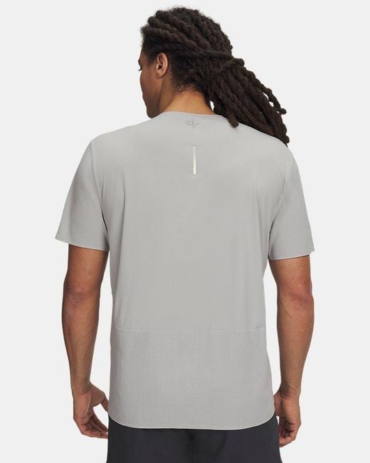 Under Armour Gray Explor Trail Run Ultra Lightweight Short Sleeve Titanium Fade for men