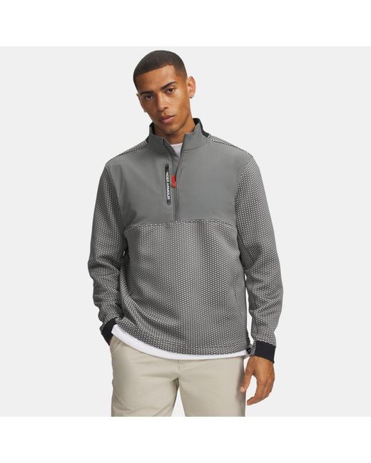 Under Armour Gray Drive Pro Hybrid ½ Zip Clay for men