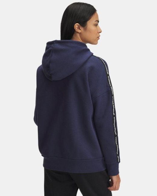Sudadera Con Capucha Icon Fleece Taped Para Mujer Washed Marino Blanco Under Armour de color Blue
