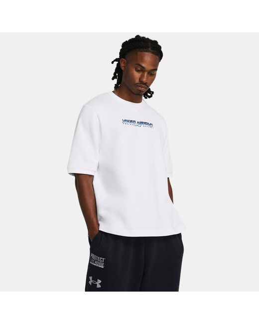 Under Armour White Icon Fleece Oversized Short Sleeve Crew / Viral for men