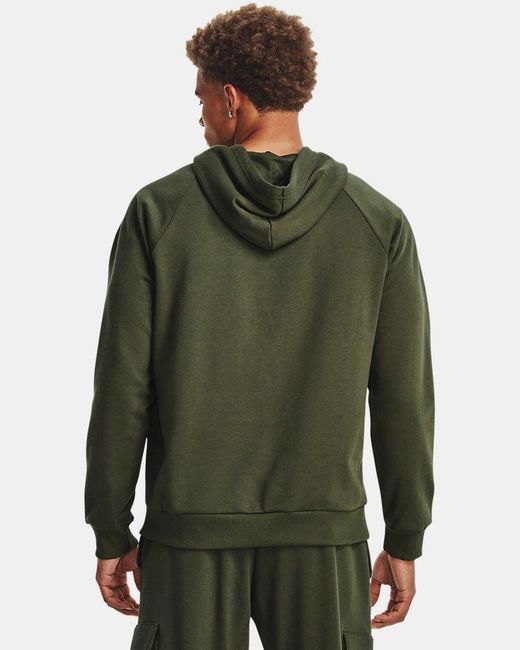 Under Armour Green Rival Fleece Hoodie, for men