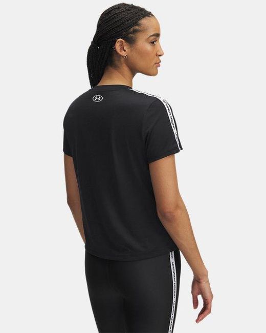Maglia A Maniche Corte Tech Wordmark Tape Da Donna Bianco Bianco di Under Armour in Black
