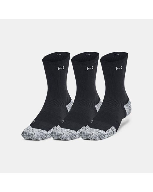 Under Armour Black Ua Armourdry® Run Cushion 3-pack Mid-crew Socks