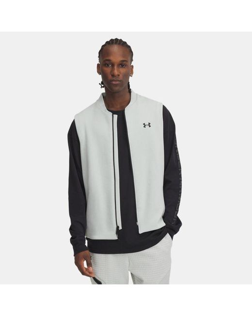 Under Armour Gray Unstoppable Fleece Grid Vest Hydro for men