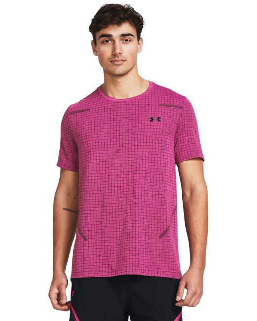 Camiseta de manga corta seamless grid Under Armour de hombre de color Purple