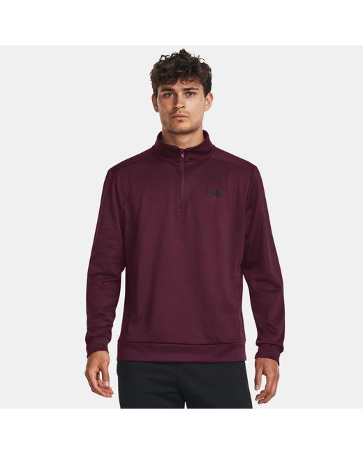 Under Armour Armour Fleece Herenshirt Met Korte Rits Donker Kastanjebruin Zwart in het Red voor heren