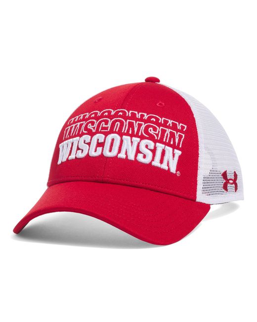 Under Armour Red Ua Blitzing Sideline Collegiate Trucker Snapback Hat for men