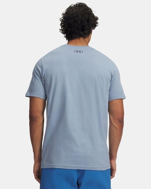 Under Armour Blue Logo Wordmark Short Sleeve Wind Fog for men