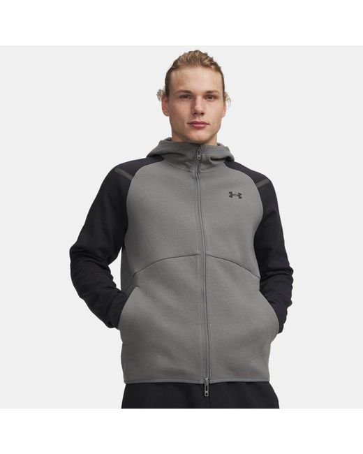 Under Armour Gray Unstoppable Fleece Full-Zip Hoodie Clay for men