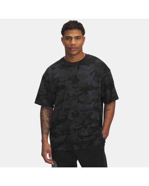 Under Armour Black Project Rock Heavyweight Printed Short Sleeve for men