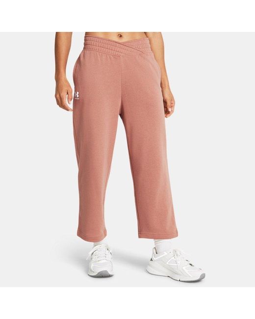 Pantaloni Rival Terry Wide Leg Crop Da Donna Canyon / Bianco di Under Armour in Red