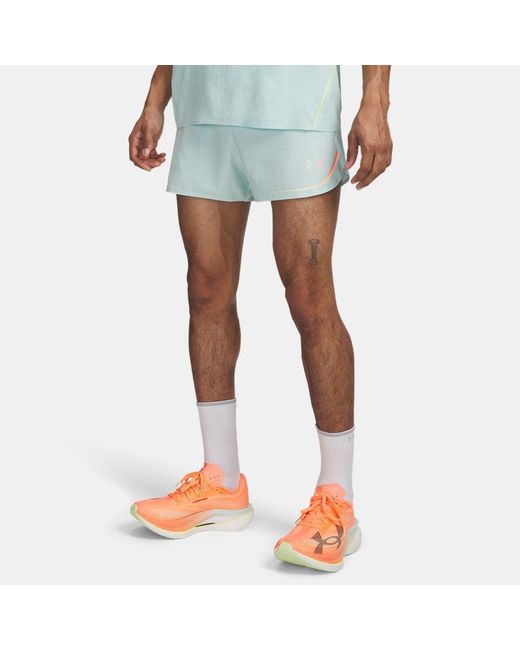 Under Armour Blue Velociti Elite Shorts Refresh Mint Electric Tangerine Fade for men