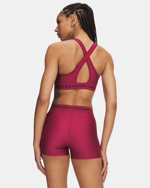 Under Armour Red Crossback Mid Sports Bra Claret Ox Blood