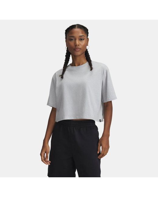 Haut À Manches Courtes Rival Pour Femme Mod Light Heather Noir Blanc Under Armour en coloris Gray