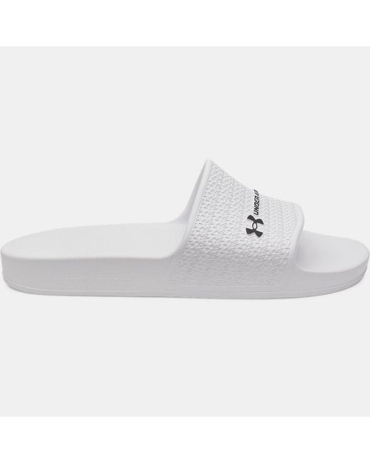 Under Armour White Armr Shower Slides for men
