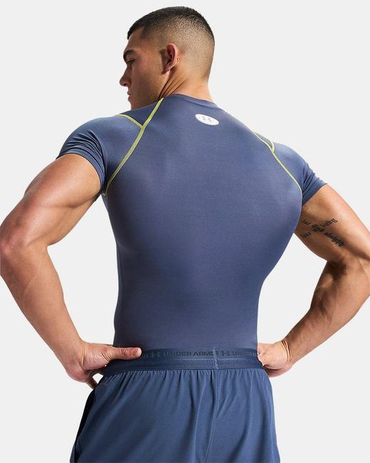 Under Armour Blue Heatgear Elite Compression Short Sleeve Downpour Flash Light Reflective for men