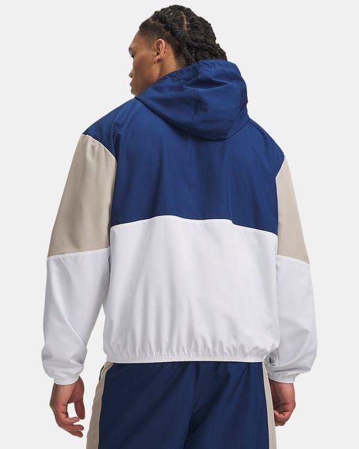 Under Armour Blue Rival Woven Colorblock Jacket Blackout Highland Buff for men