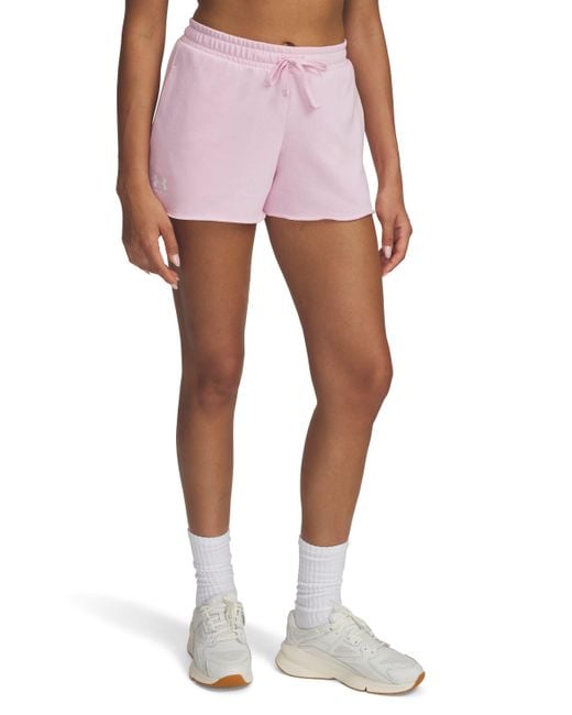 Under Armour Pink Rival Terry 3" Shorts Prime