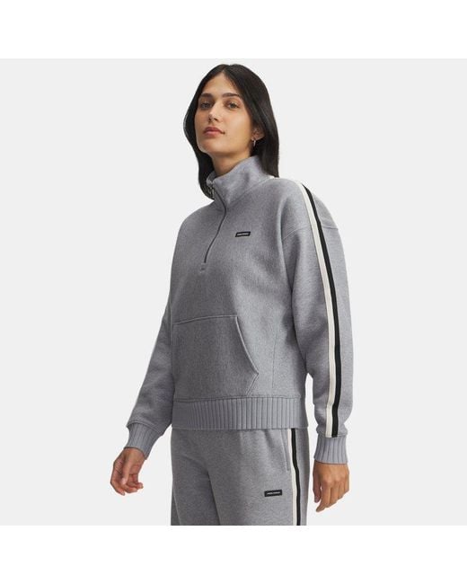 Sudadera Con Cremallera Icon Heavyweight Fleece Para Mujer Mod Medium Heather Blanco Under Armour de color Gray