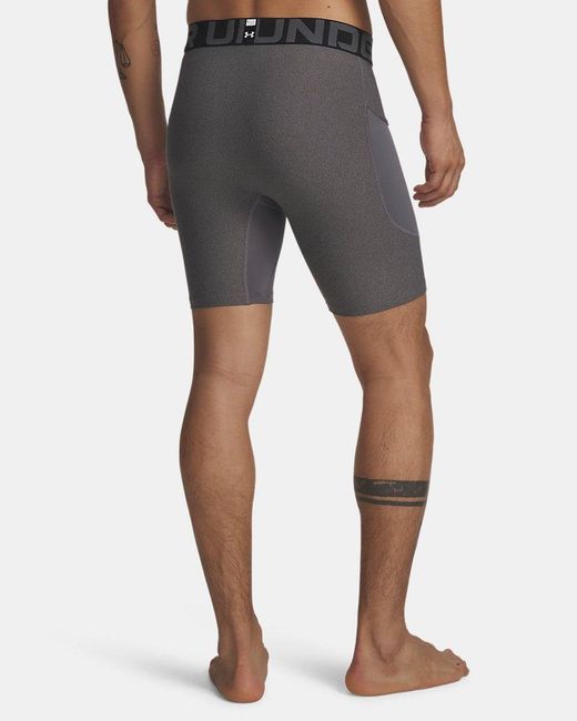 Under Armour Blue Heatgear 6" Compression Shorts Carbon Heather for men