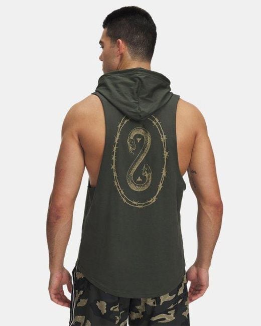 Under Armour Gray Project Rock Snake Sleeveless Hoodie Baroque Bayou for men
