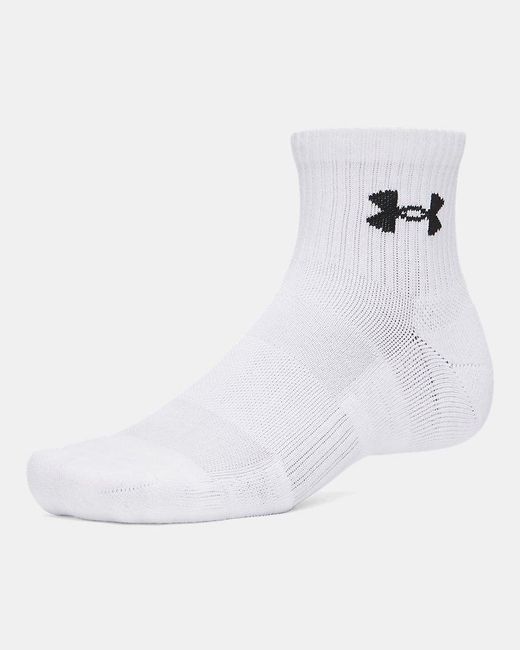 Under Armour White Performance Cotton 3-Pack Q Rter Socks Ultimate