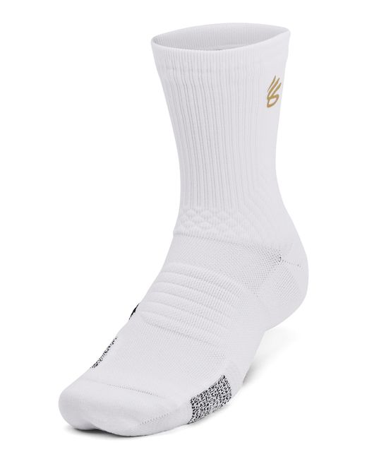 Calze curry armourdryTM playmaker mid-crew unisex di Under Armour in White
