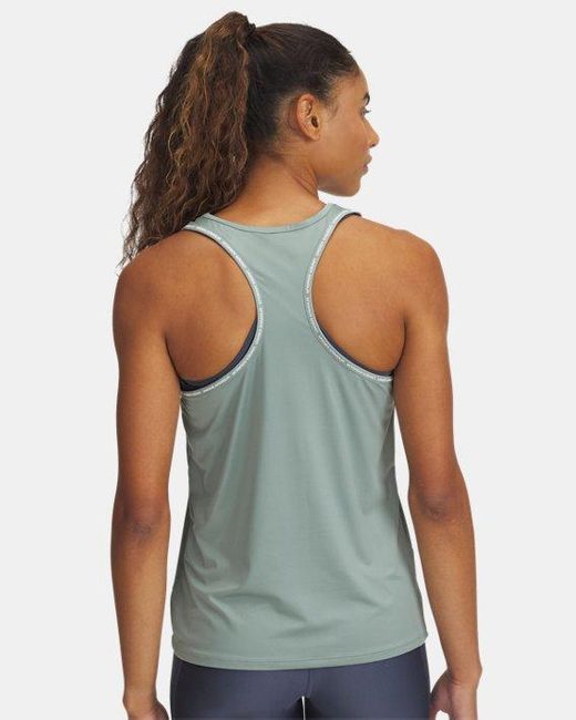Camiseta Sin Mangas Tech Knockout Para Mujer Silica Blanco Under Armour de color Green