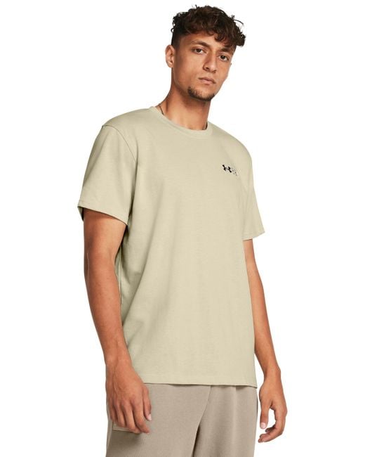 Under Armour Green Heavyweight Left Chest Logo Repeat Short Sleeve for men
