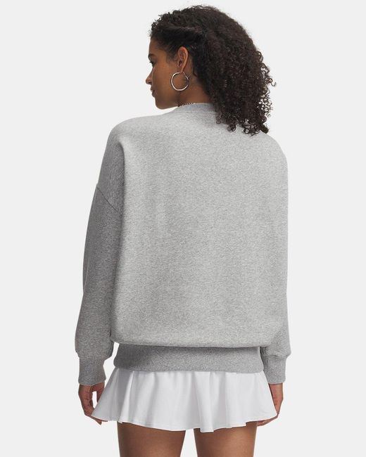 Under Armour Gray Rival Fleece Varsity Oversized Crew Mod Light Heather