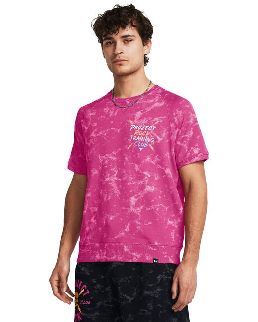 Under Armour Pink Project Rock Terry Printed Crew for men