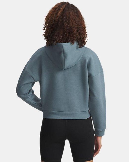 Felpa Con Cappuccio Rival Fleece Piped ½ Zip Da Donna Jasper Bianco di Under Armour in Blue