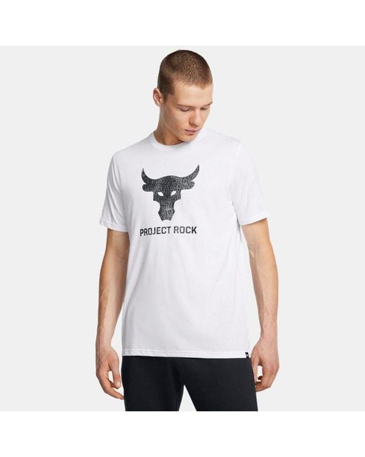 Under Armour Herenshirt Project Rock Payoff Graphic Met Korte Mouwen Wit Zwart in het White voor heren