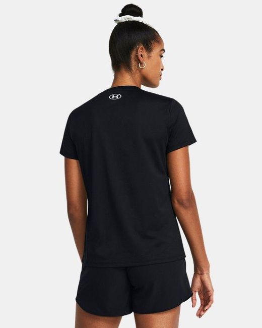 Under Armour Tech Damesshirt Met Korte Mouwen Zwart Wit in het Black