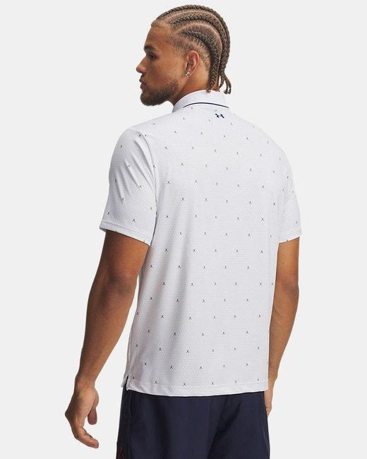 Under Armour White Drive Warning Polo Halo Royal for men