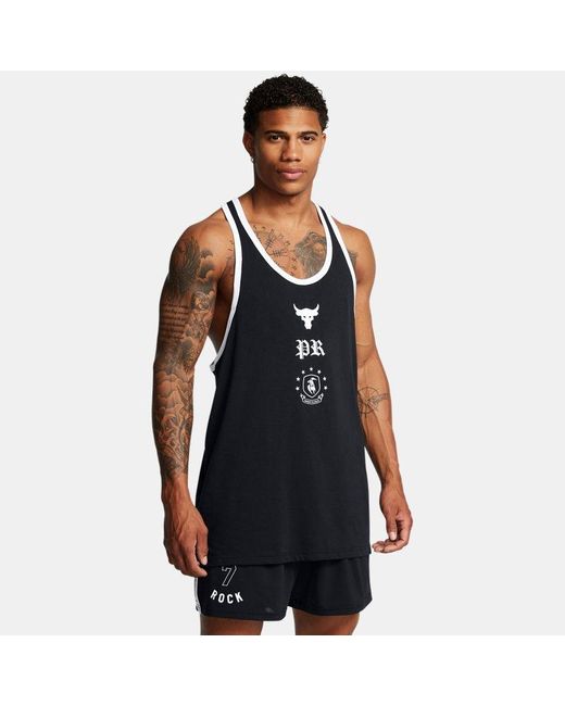 Under Armour Black Project Rock Badge Of Honor Racer Tank for men