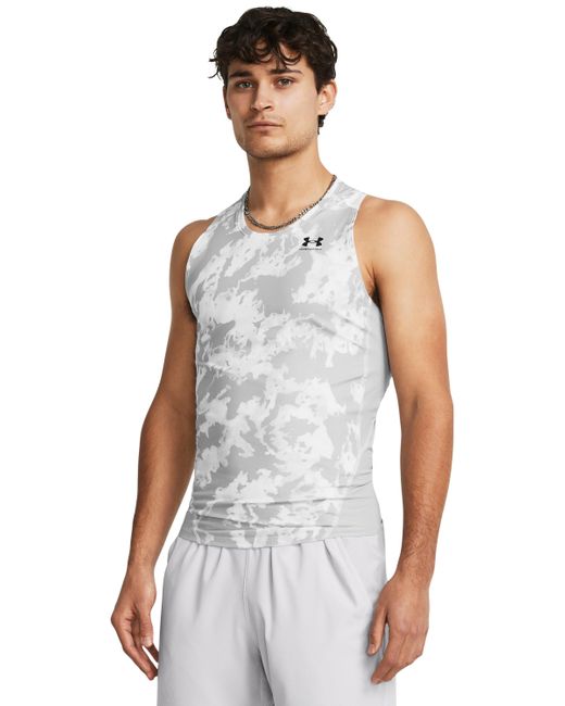 Camiseta sin mangas con estampado heatgear® iso-chill Under Armour de hombre de color White