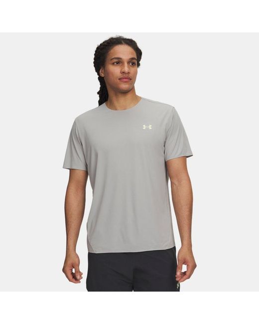 Under Armour Gray Explor Trail Run Ultra Lightweight Short Sleeve Titanium Fade for men