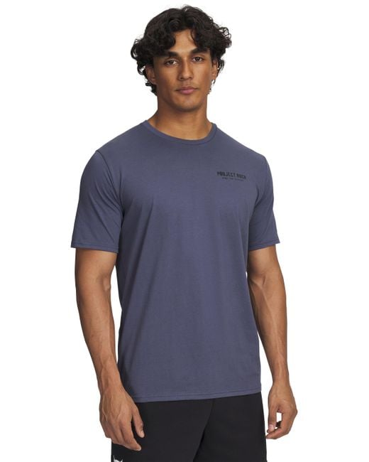 Under Armour Blue Project Rock Short Sleeve Downpour for men